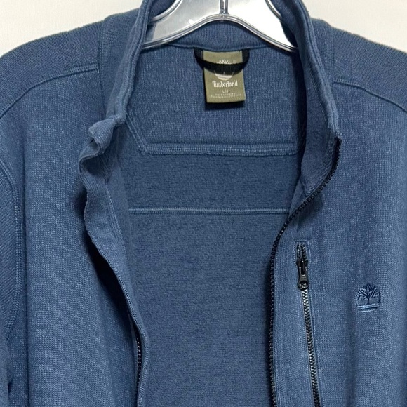 Timberland Fleece Lined Sweater Knit Jacket Full Zip Blue Men’s Large - Picture 4 of 14